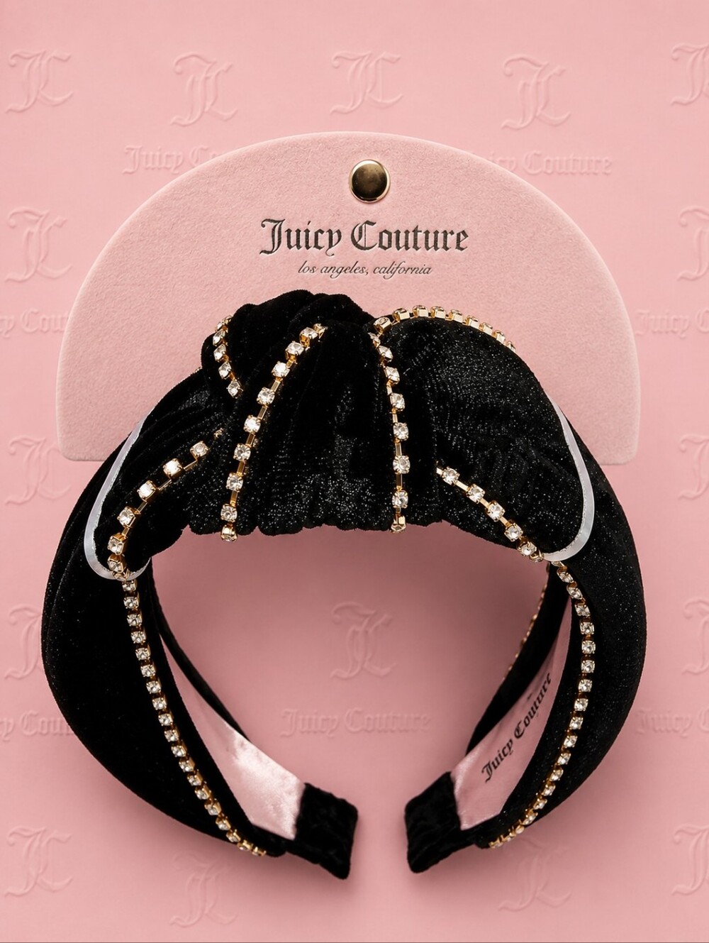 Juicy Couture Black Velvet Rhinestone Headband – NWT